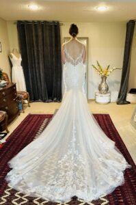 Long wedding dress train